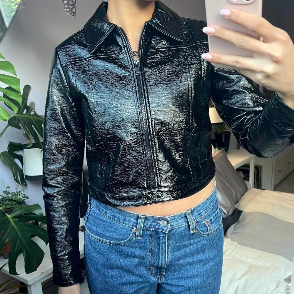 NWOT Anthropologie Maeve Crinkle Leather Moto Jacket